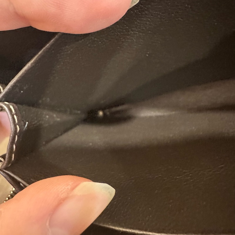 Gucci 老花帆布拼咖啡皮革拉鏈零錢卡包-19