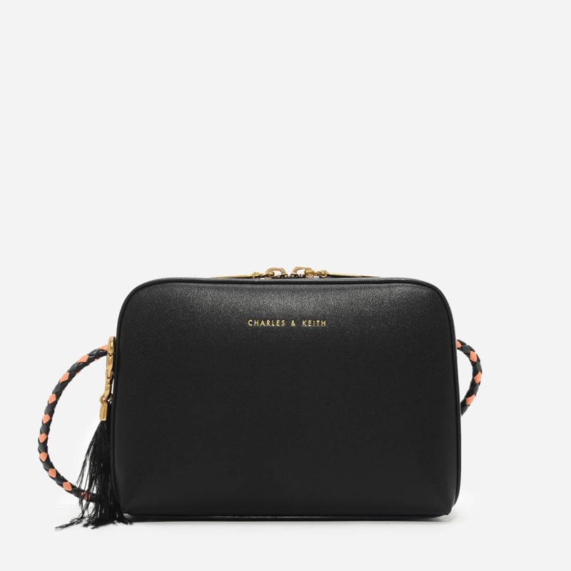 Charles & Keith 編織肩帶小方包 小CK-5