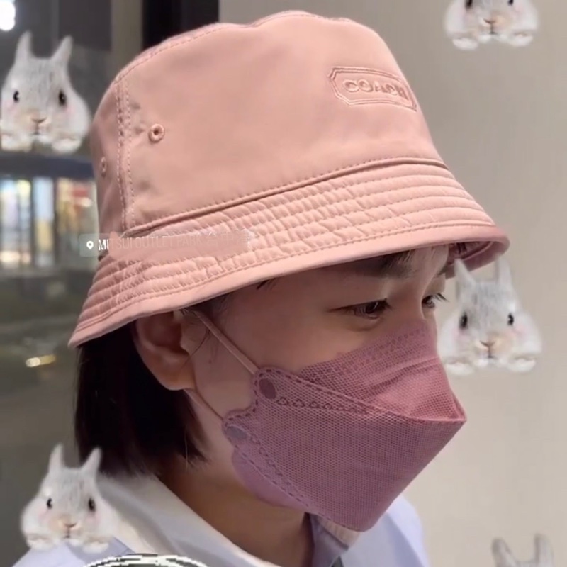 全新 Coach粉色漁夫帽52cm-1