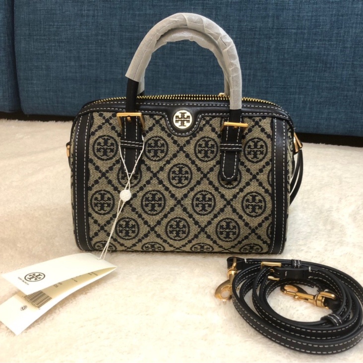 Tory Burch緹花波士頓包（海軍藍迷你）-0