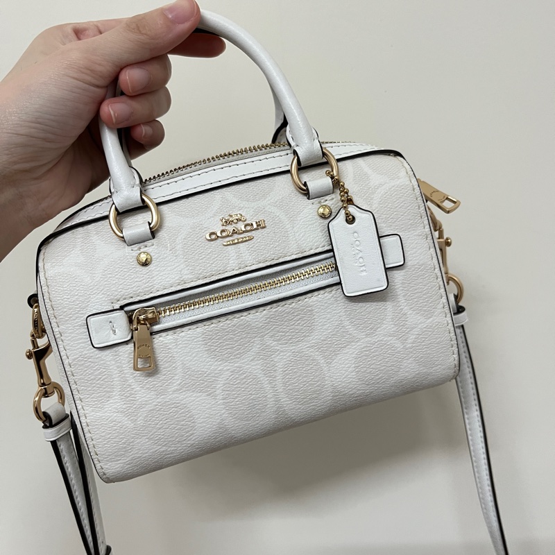 coach迷你波士頓包 冰川白-0