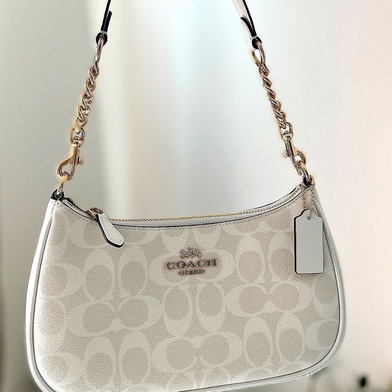 coach teri冰川白 腋下包-3