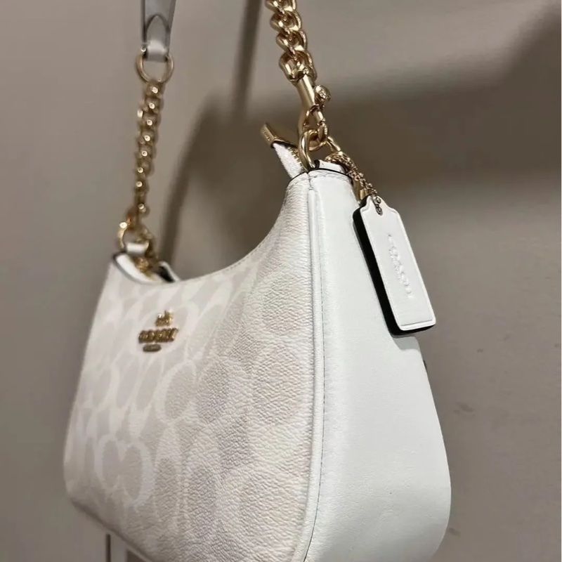 coach teri冰川白 腋下包-5