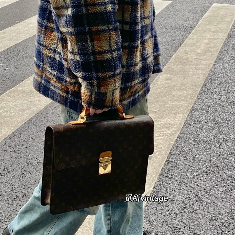 LV 中古古董蒙梭男士公文包/公事包/筆電包 Vintage M53331-1