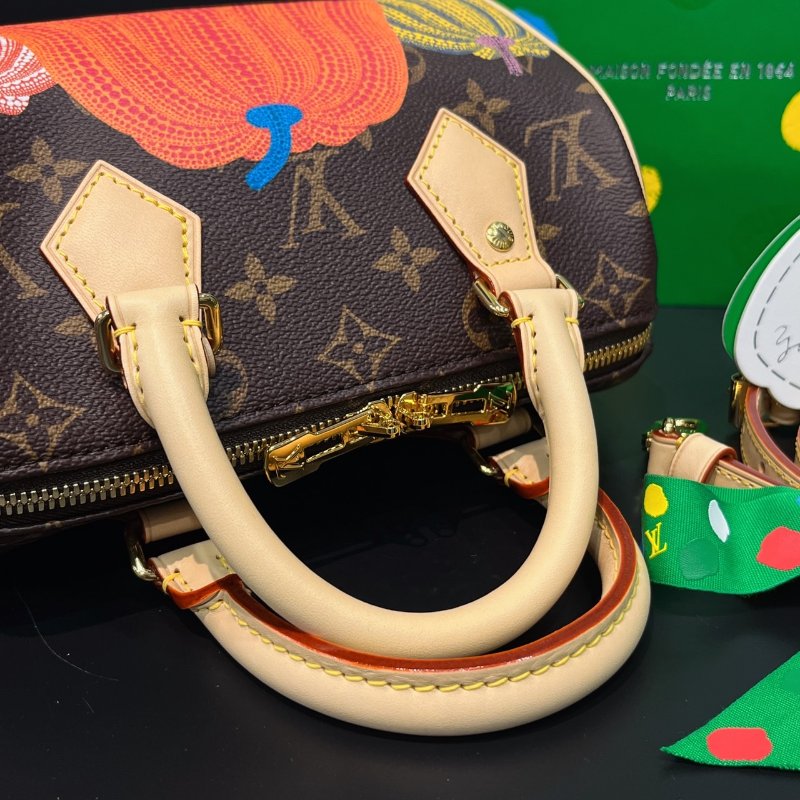 Louis Vuitton LV 老花字紋草間彌生限量款Speedy20公分晶片款手提包/斜背包-5