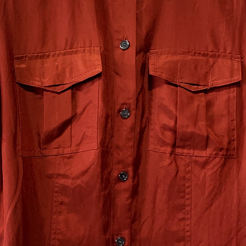 BURBERRY BRIT 波光蠶絲長袖襯衫 紅色 前口袋 品牌金屬鈕扣 柔軟舒適 長袖上衣【壽司羊羊】二手衣-3