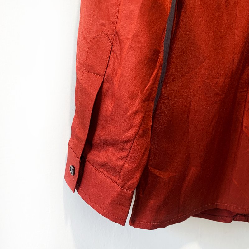 BURBERRY BRIT 波光蠶絲長袖襯衫 紅色 前口袋 品牌金屬鈕扣 柔軟舒適 長袖上衣【壽司羊羊】二手衣-5