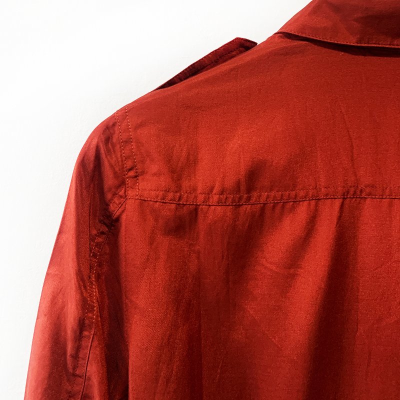 BURBERRY BRIT 波光蠶絲長袖襯衫 紅色 前口袋 品牌金屬鈕扣 柔軟舒適 長袖上衣【壽司羊羊】二手衣-6