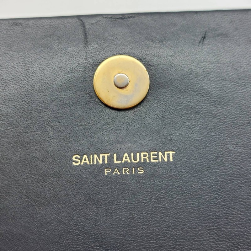 二手（有使用過痕跡）YSl 黑色牛皮晚宴手提包，
此晚宴手提包，採用吸扣開合，SAINTLAURENT PARIS標誌。
MONOGRAM SAINT LAURENT手拿袋，綴以互鎖金屬YSL標誌。-61