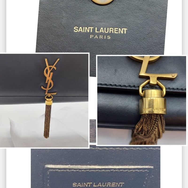 二手（有使用過痕跡）YSl 黑色牛皮晚宴手提包，
此晚宴手提包，採用吸扣開合，SAINTLAURENT PARIS標誌。
MONOGRAM SAINT LAURENT手拿袋，綴以互鎖金屬YSL標誌。-62