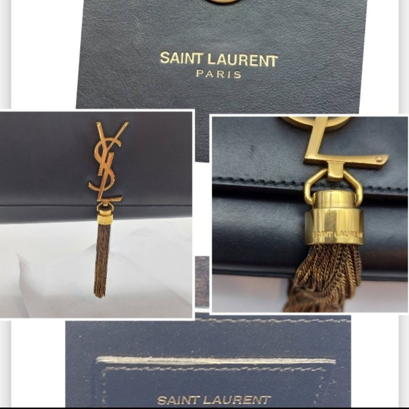 二手（有使用過痕跡）YSl 黑色牛皮晚宴手提包，
此晚宴手提包，採用吸扣開合，SAINTLAURENT PARIS標誌。
MONOGRAM SAINT LAURENT手拿袋，綴以互鎖金屬YSL標誌。-49