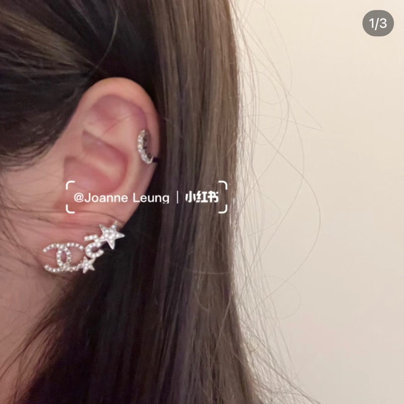 CHANEL 香奈兒 22S水鑽雙C星星五號耳環/耳針/耳釘-4