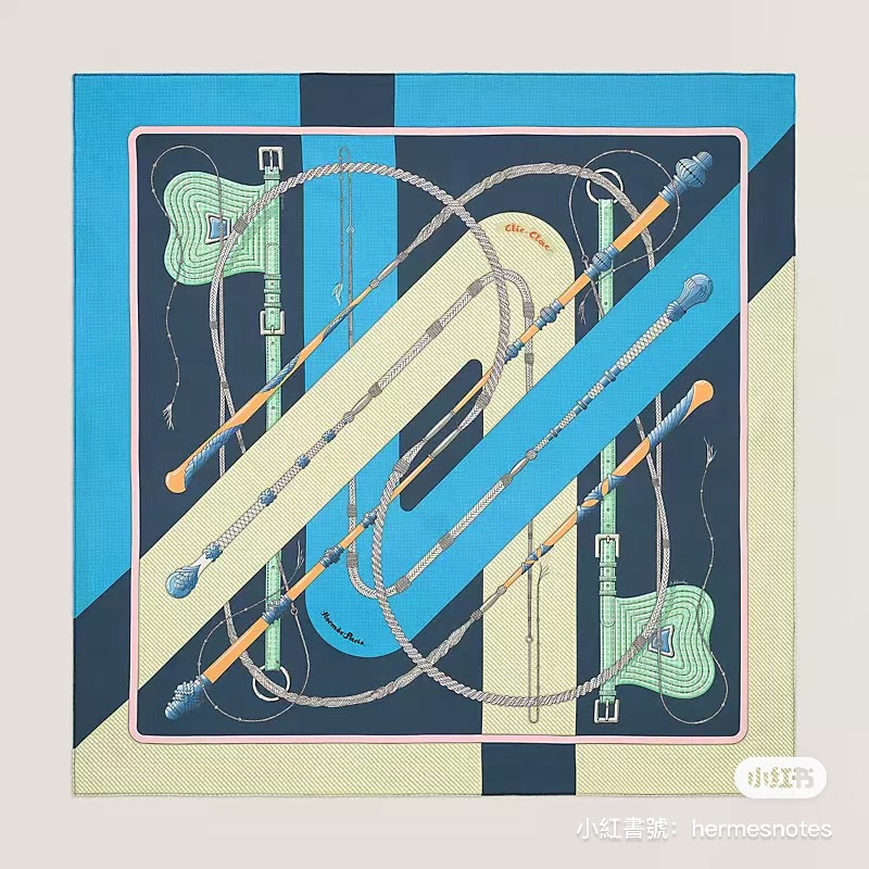 ［全新］Hermès 愛馬仕 90*90絲巾 奇珍異寶 藍色 黃色-0