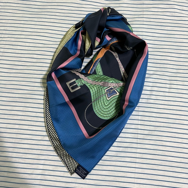 ［全新］Hermès 愛馬仕 90*90絲巾 奇珍異寶 藍色 黃色-3