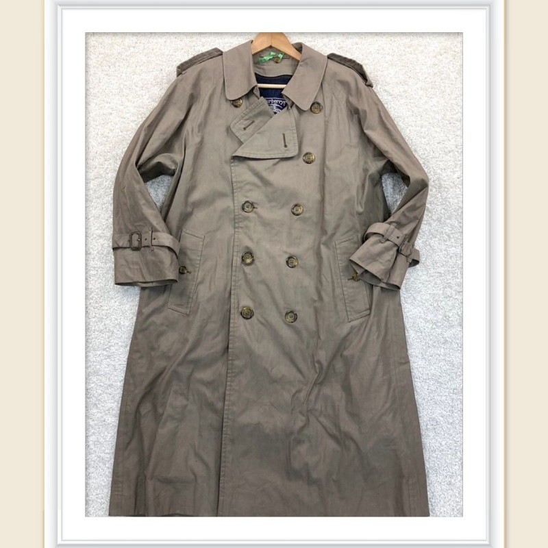 週末甜價/日本二手真品BURBERRY男士立領風衣Nova深卡其格紋XL-1