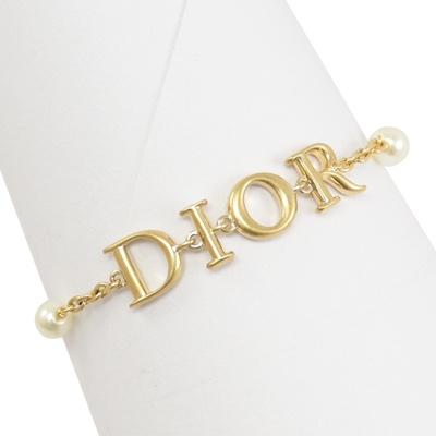 DIOR EVOLUTION 字母手鍊 珍珠手鍊 復古風 字母logo 金色 飾品-3