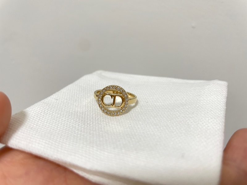 DIOR clair d lune戒指 圓形 玫瑰金 CD 字母 帶鑽 S 飾品-3