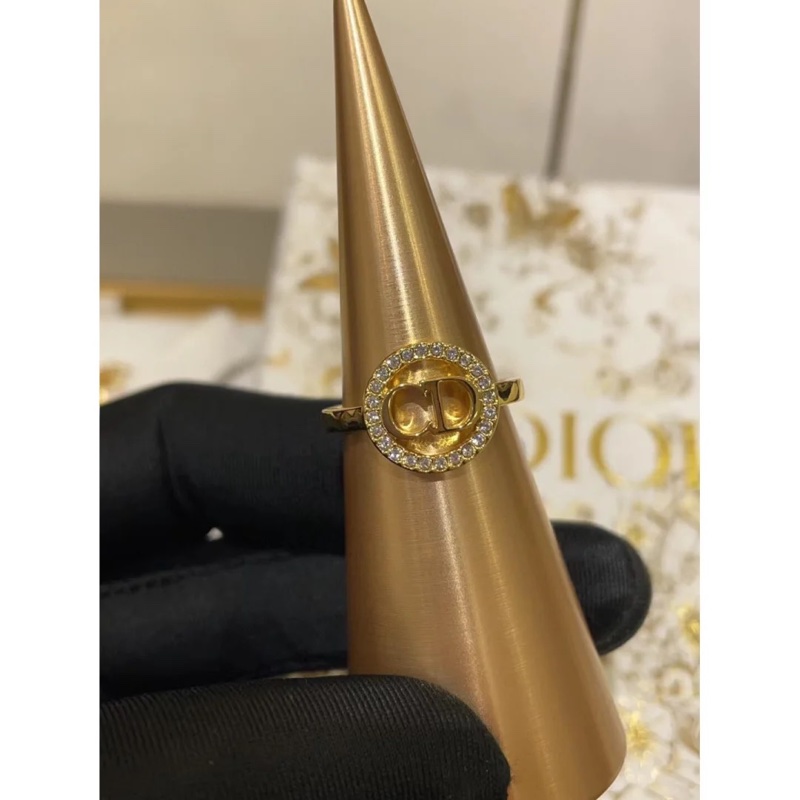 DIOR clair d lune戒指 圓形 玫瑰金 CD 字母 帶鑽 S 飾品-8