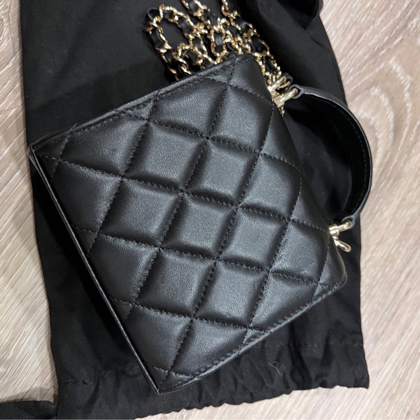 CHANEL香奈兒經典雙C LOGO 菱格紋小羊皮手提/斜背小包-2