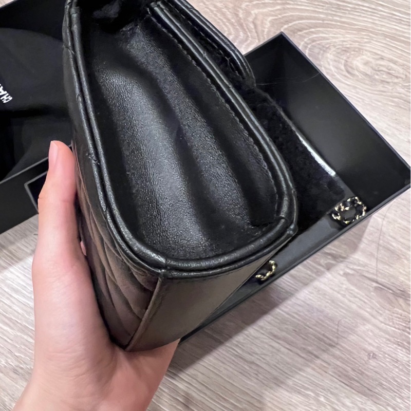 CHANEL香奈兒經典雙C LOGO 菱格紋小羊皮手提/斜背小包-5