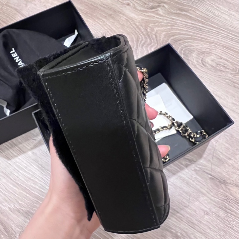 CHANEL香奈兒經典雙C LOGO 菱格紋小羊皮手提/斜背小包-6