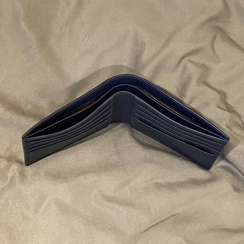 Bottega Veneta BV經典編織 全真皮八卡皮夾 短夾 深藍色 全新 現貨-3