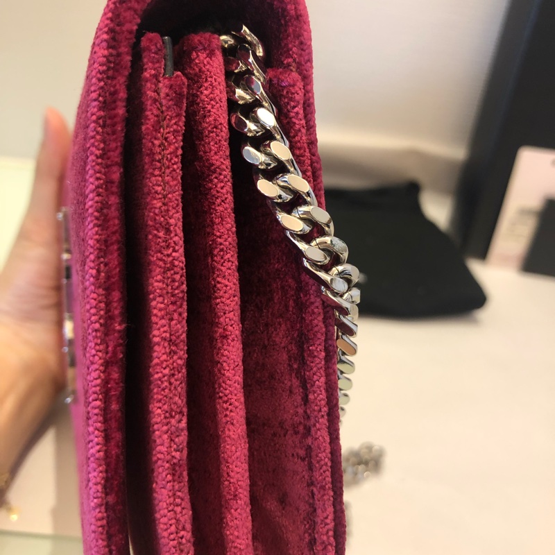 Saint Laurent Saint Laurent Monogram Chain Wallet (暗紅/銀)刷卡價-4