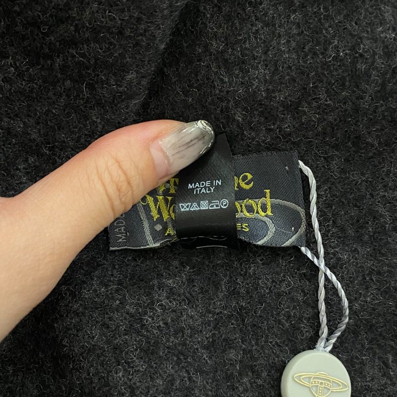 Vivienne Westwood 刺繡彩色行星 100%羊毛 流蘇圍巾 深灰 全新 現貨-5