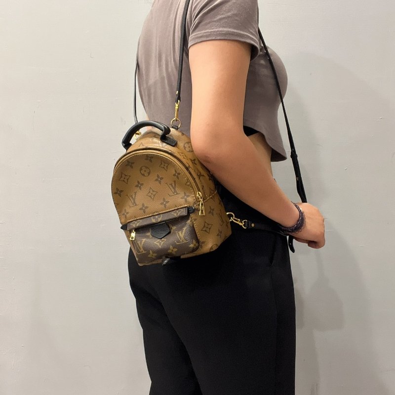 Louis Vuitton LV 老花字紋 雙色 迷小後背包/肩背包-11