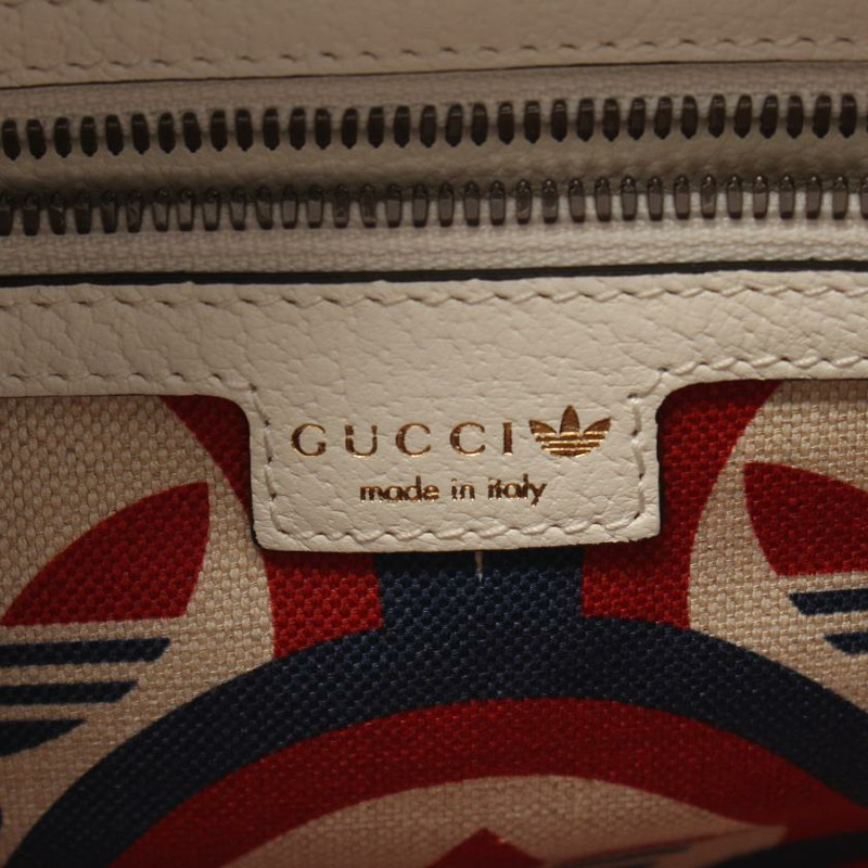 【日本直送】中古GUCCI[A]GUCCI × adidas 迷你 Duffel Bags 真皮手提包 白色 黑色 兩用款-3