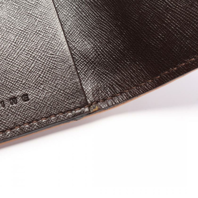 【日本直送】中古CELINE[B]Macadam 6孔 鑰匙包 PVC 真皮 深棕色 米色-5