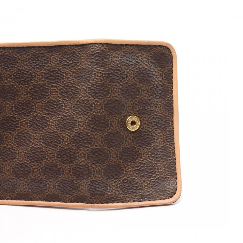 【日本直送】中古CELINE[B]Macadam 6孔 鑰匙包 PVC 真皮 深棕色 米色-6