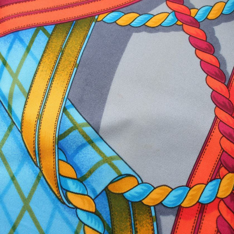 【日本直送】中古HERMES[AB]方巾90 「GRANDE TENUE」 絲巾 絲 暗紫紅色 多彩色-3