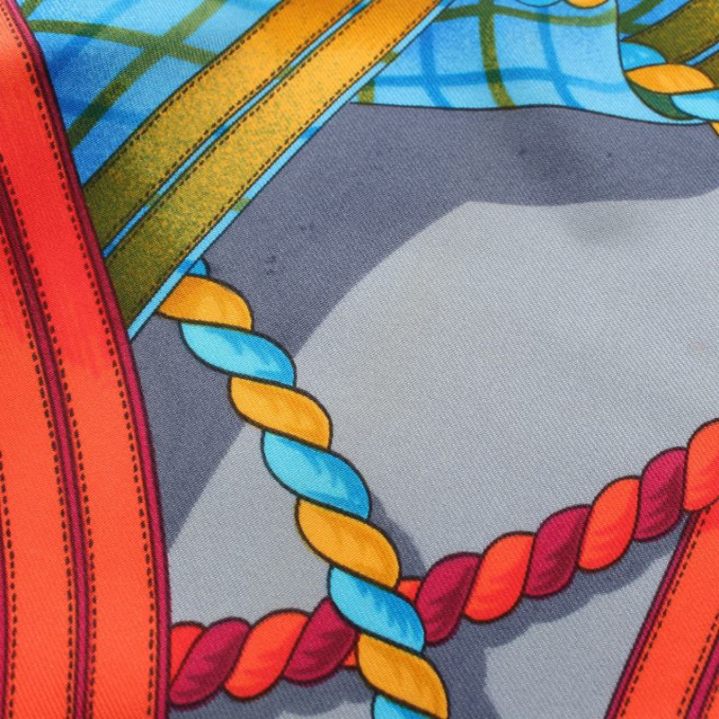 【日本直送】中古HERMES[AB]方巾90 「GRANDE TENUE」 絲巾 絲 暗紫紅色 多彩色-4