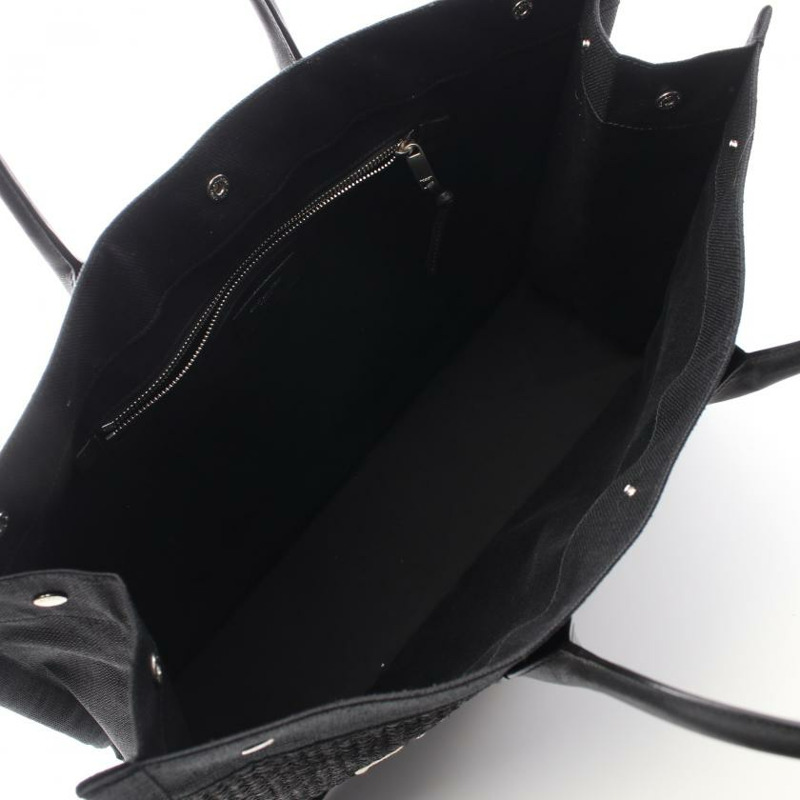 【日本直送】中古SAINT LAURENT PARIS[B]Rive Gauche 手提包 托特包 酒椰葉纖維 帆布 黑色-2