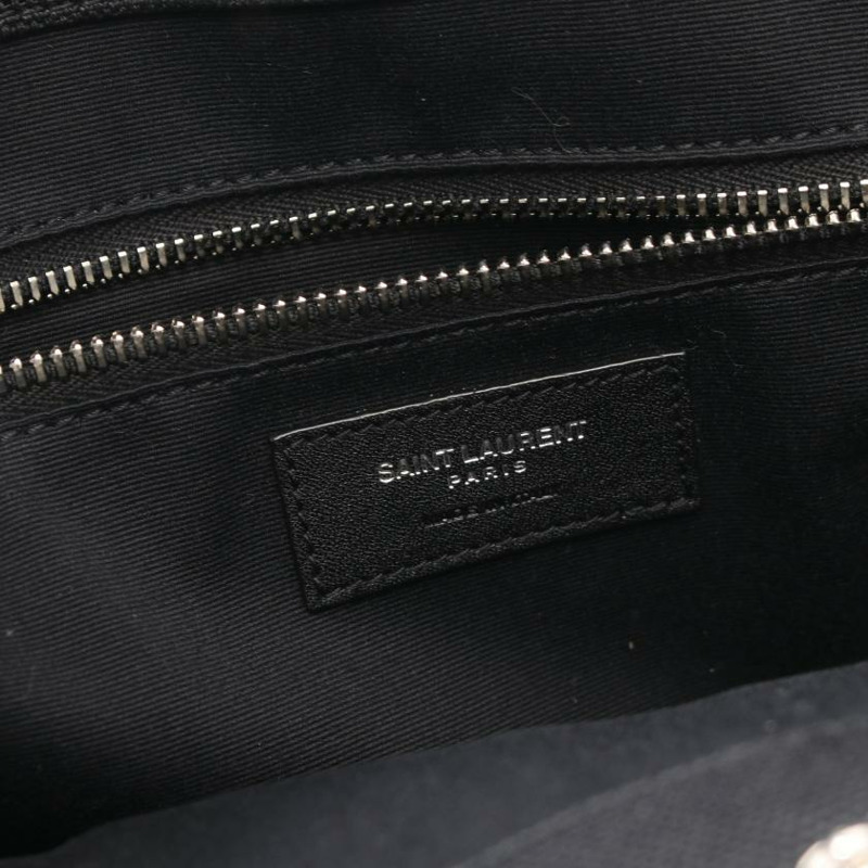 【日本直送】中古SAINT LAURENT PARIS[B]Rive Gauche 手提包 托特包 酒椰葉纖維 帆布 黑色-3