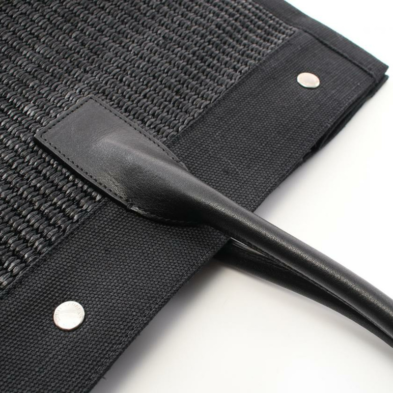 【日本直送】中古SAINT LAURENT PARIS[B]Rive Gauche 手提包 托特包 酒椰葉纖維 帆布 黑色-7