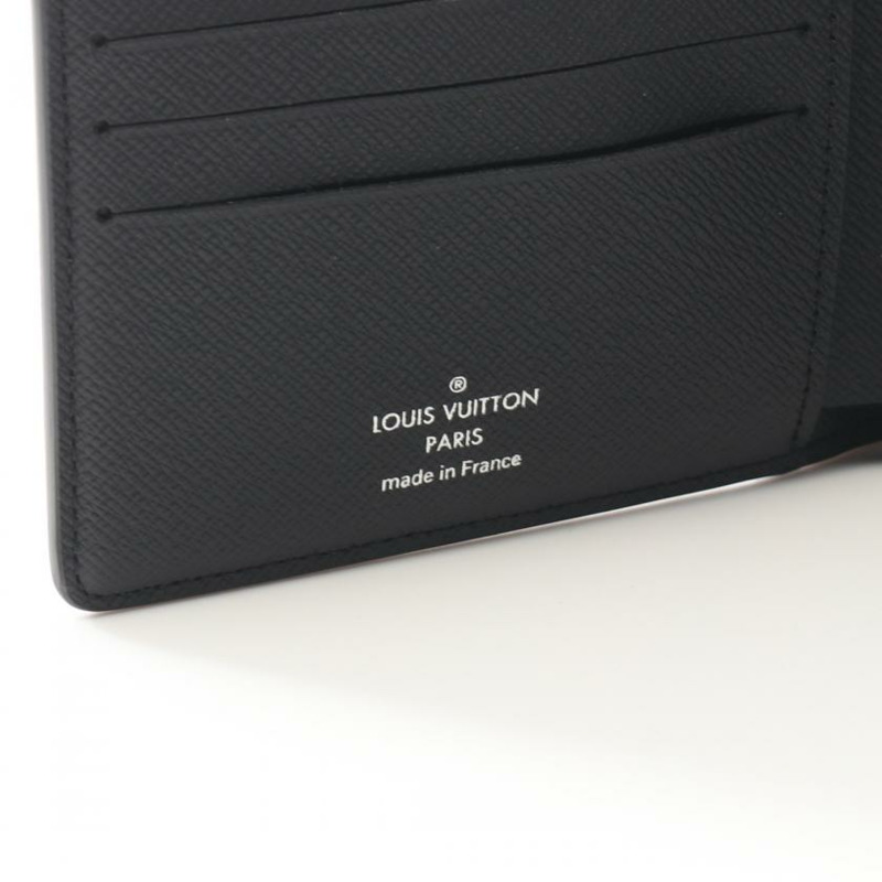 【日本直送】中古LOUIS VUITTON[A]Portefeuille Multiple 黑檀色老花 對折錢包 錢夾 PVC 真皮 棕色 黑色-3
