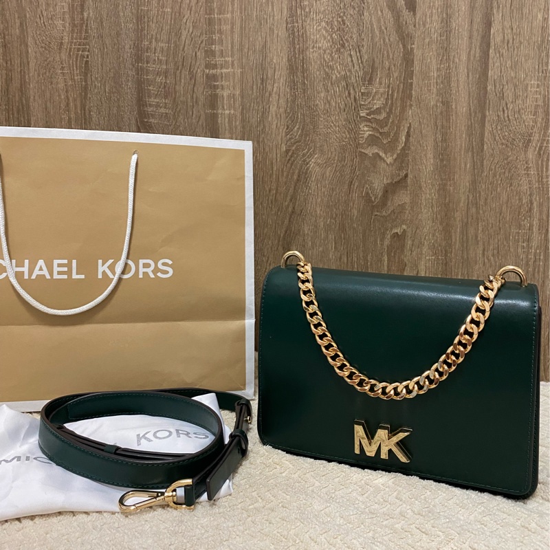MK (Michael Kors) MK logo 滑面皮革側背包-1
