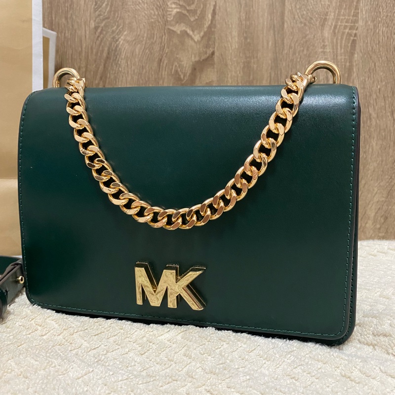 MK (Michael Kors) MK logo 滑面皮革側背包-2