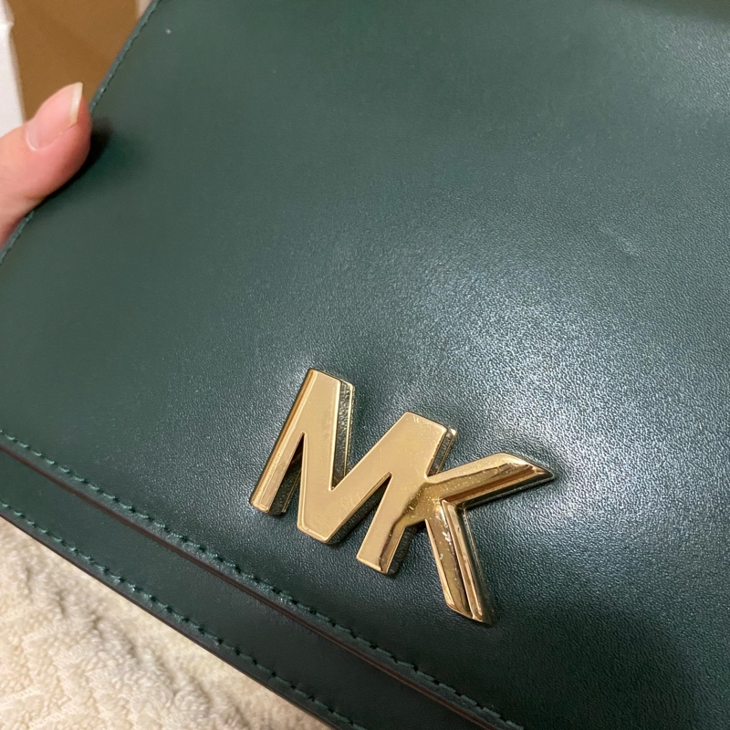MK (Michael Kors) MK logo 滑面皮革側背包-3