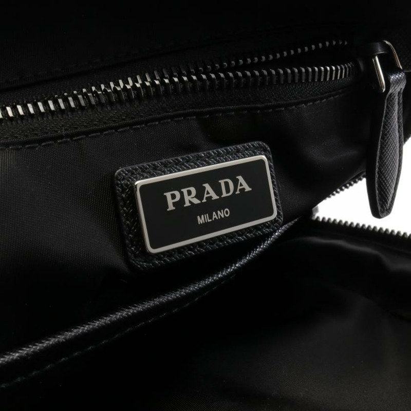 【日本直送】中古PRADA[B]TESSUTO IMPUNTU 雙肩包尼龍 兔毛 SAFFIANO皮 黑色-3