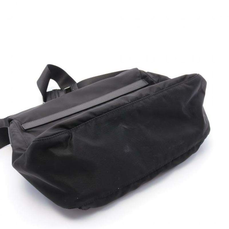 【日本直送】中古PRADA[B]尼龍 肩包 尼龍肩包 SAFFIANO皮 黑色-5