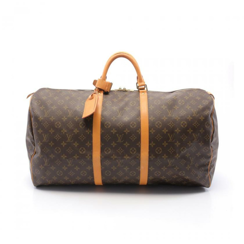 【日本直送】中古LOUIS VUITTON[B]Keepall 60 老花 波士頓包 PVC 皮革 棕色-0