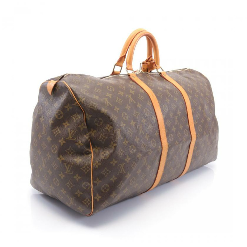【日本直送】中古LOUIS VUITTON[B]Keepall 60 老花 波士頓包 PVC 皮革 棕色-1