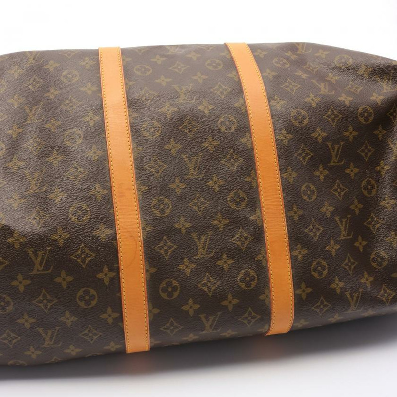 【日本直送】中古LOUIS VUITTON[B]Keepall 60 老花 波士頓包 PVC 皮革 棕色-4