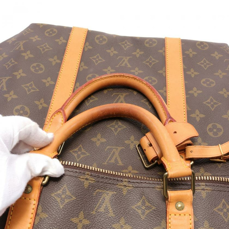 【日本直送】中古LOUIS VUITTON[B]Keepall 60 老花 波士頓包 PVC 皮革 棕色-6