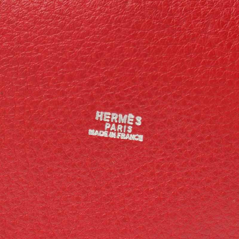 【日本直送】中古HERMES[B]MANGEOIRE PM  朱紅色 手提包 Taurillon Clemence牛皮 紅色 銀色五金 □I刻印-3