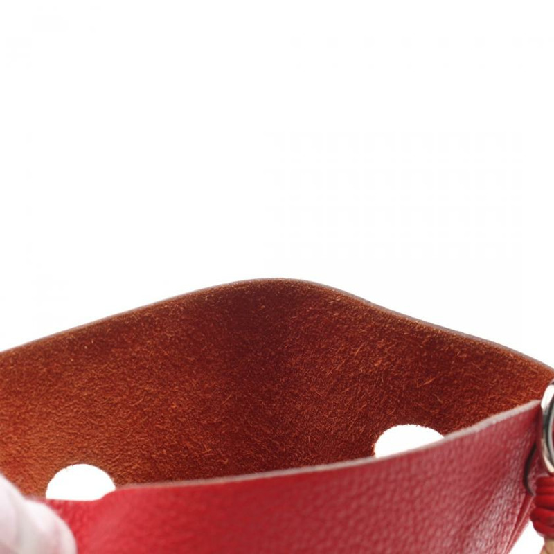 【日本直送】中古HERMES[B]MANGEOIRE PM  朱紅色 手提包 Taurillon Clemence牛皮 紅色 銀色五金 □I刻印-5