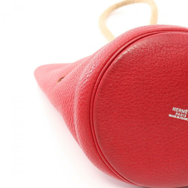 【日本直送】中古HERMES[B]MANGEOIRE PM  朱紅色 手提包 Taurillon Clemence牛皮 紅色 銀色五金 □I刻印-7